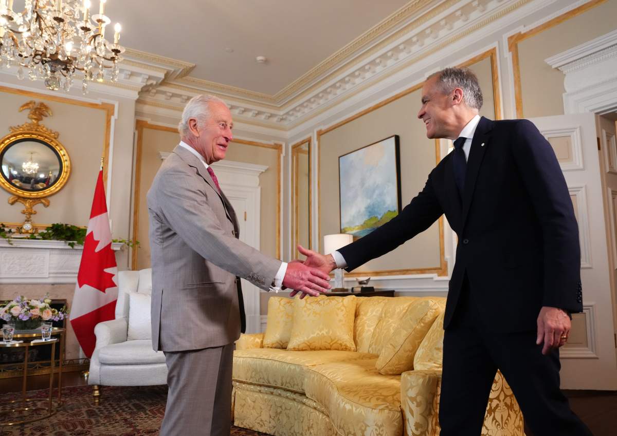 Prime Minister Mark Carney has an audience with King Charles at Rideau Hall in Ottawa during a royal visit on Monday, May 26, 2025. THE CANADIAN PRESS/Sean Kilpatrick