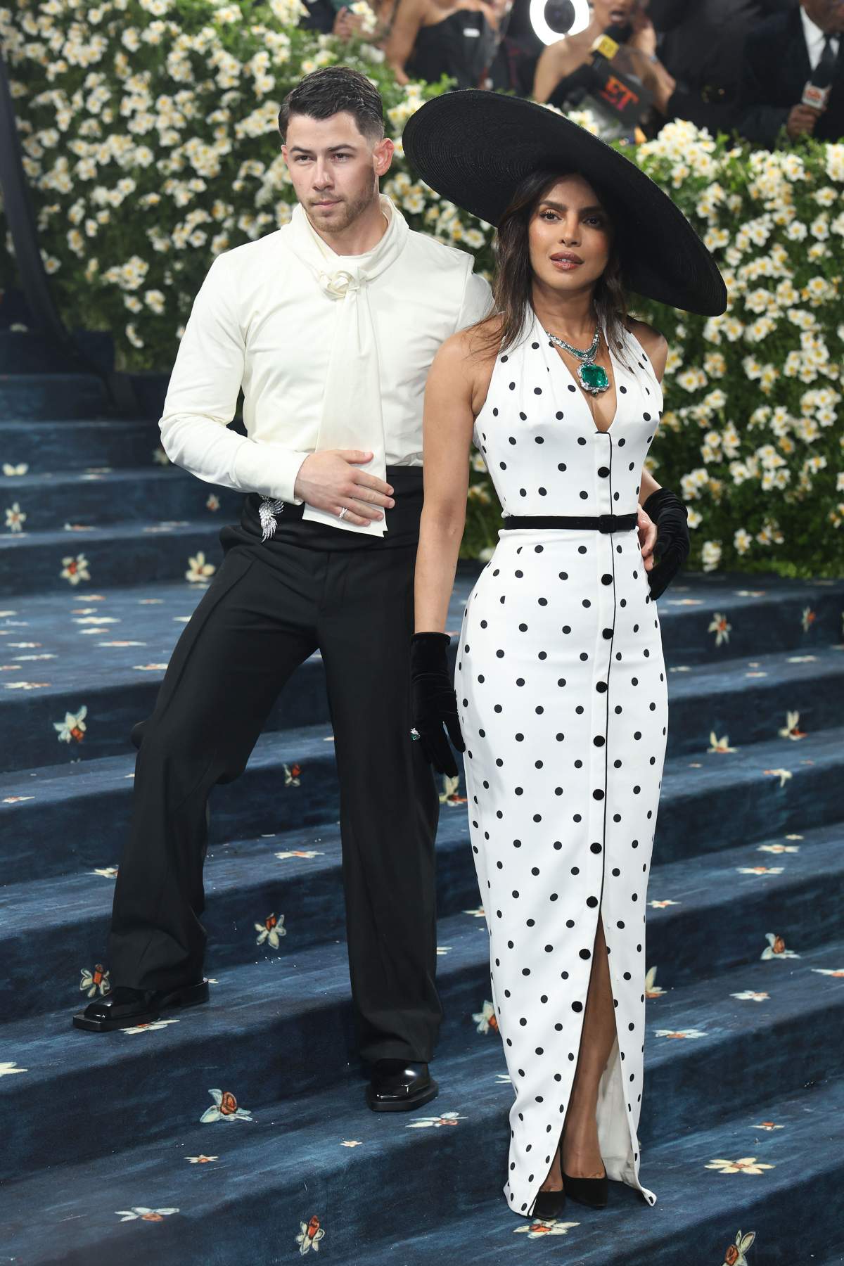 Nick Jonas and Priyanka Chopra attend 2025 Met Gala Celebrating "Superfine: Tailoring Black Style" Red Carpet at The Metropolitan Museum of Art on May 5, 2025 in New York.