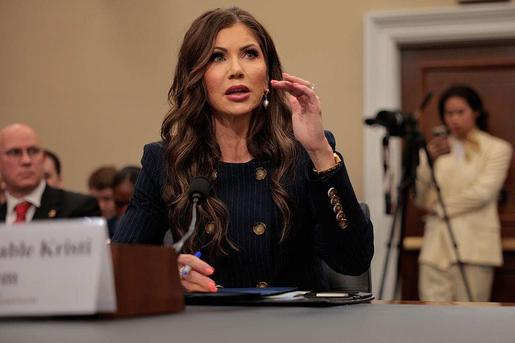 Homeland Security Secretary Kristi Noem testifies before the House Appropriations Committee in the Rayburn House Office Building on Capitol Hill on May 06, 2025 in Washington, DC.