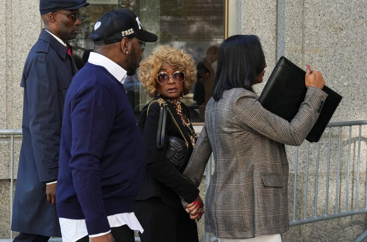 Janice Combs (2nd R), mother of Sean Combs, arrives at federal court for the sex trafficking trial of Sean "Diddy" Combs in New York City on May 12, 2025.