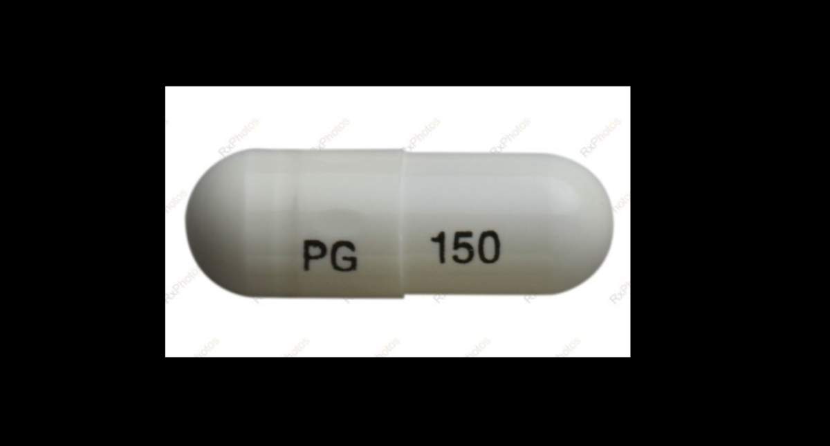 a white pill capsule with "PG 150" written on it