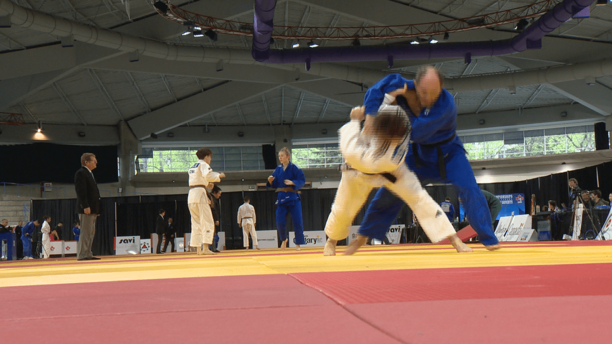 Judoka compete during the National Judo Championships.
