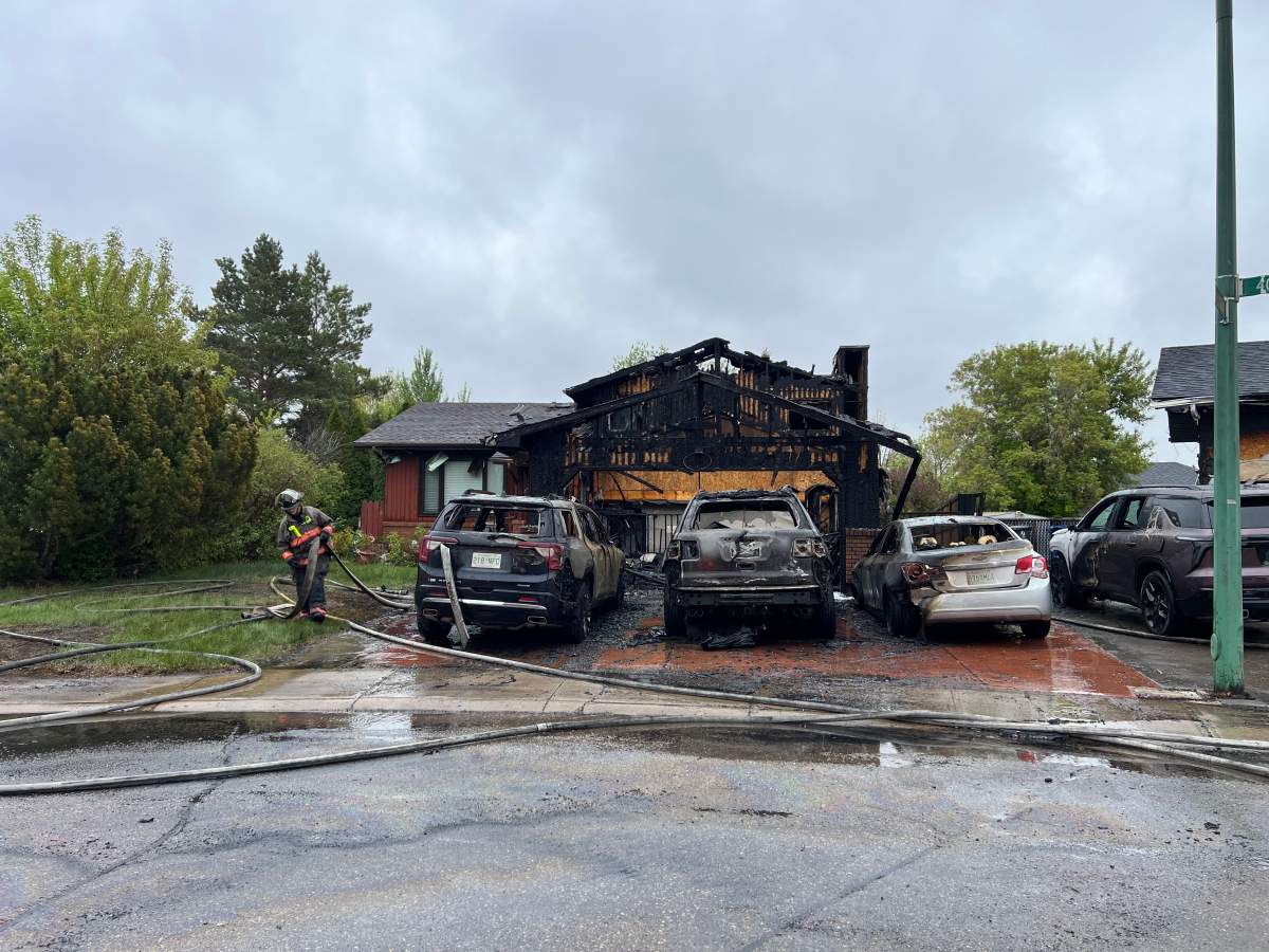 Four people are safe after a fire broke out at a house in the 400 block of Nesbitt Way Monday morning.
