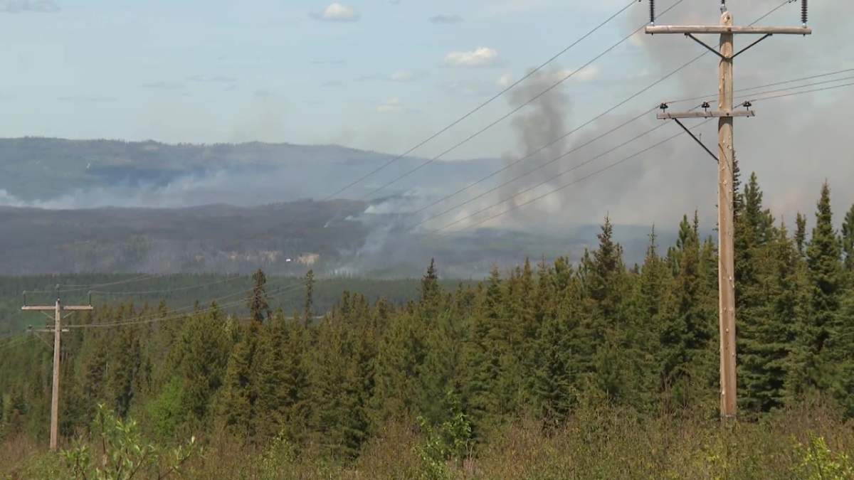 A wildfire north of Swan Hills, Alta. on Tuesday, May 27, 2025.