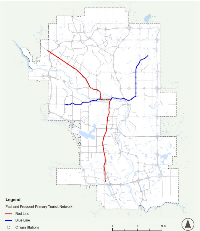 Calgary’s current primary transit network.