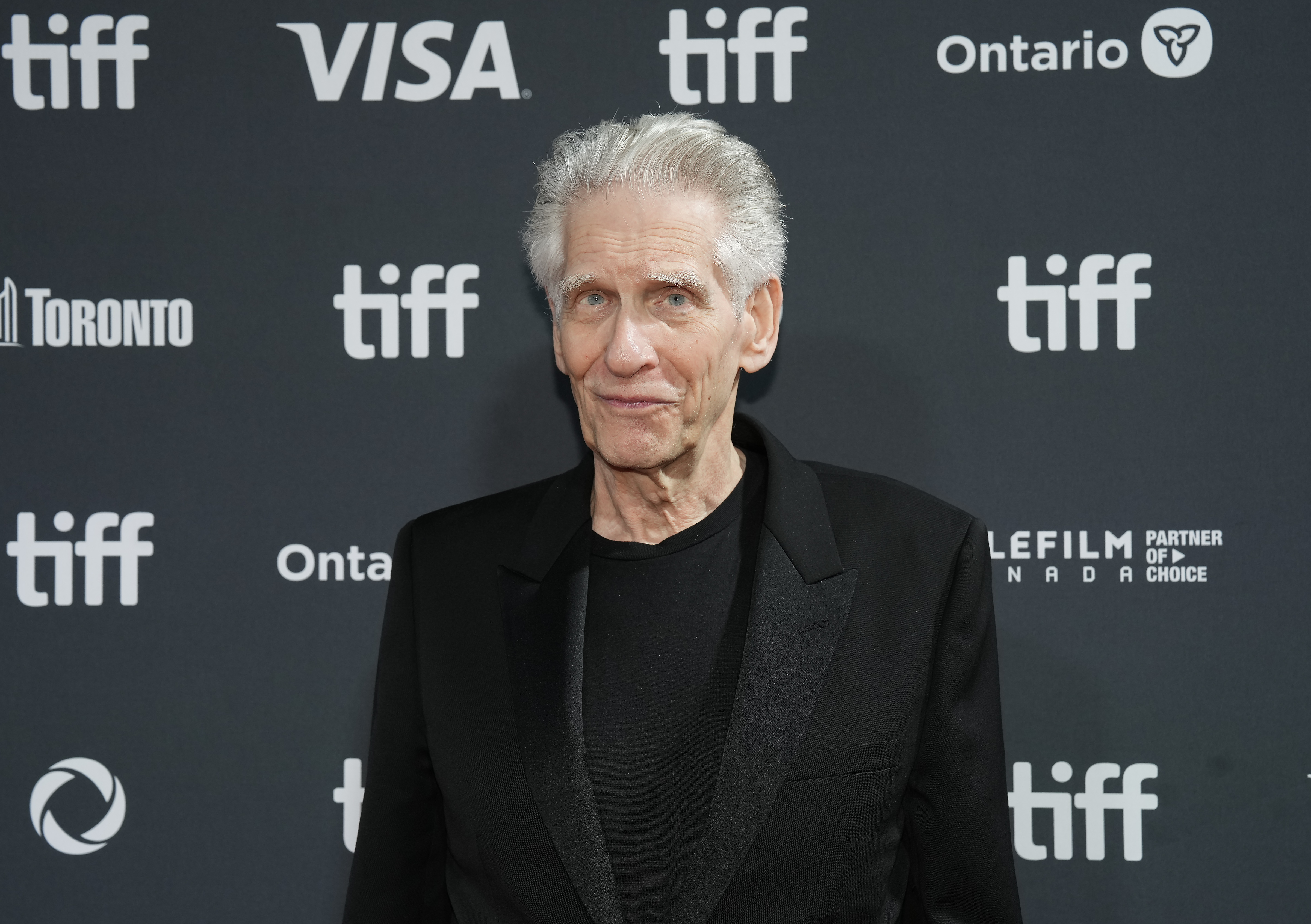 Director David Cronenberg poses on the red carpet for the movie "The Shrouds" during the Toronto International Film Festival in Toronto on Wednesday, September 11, 2024.