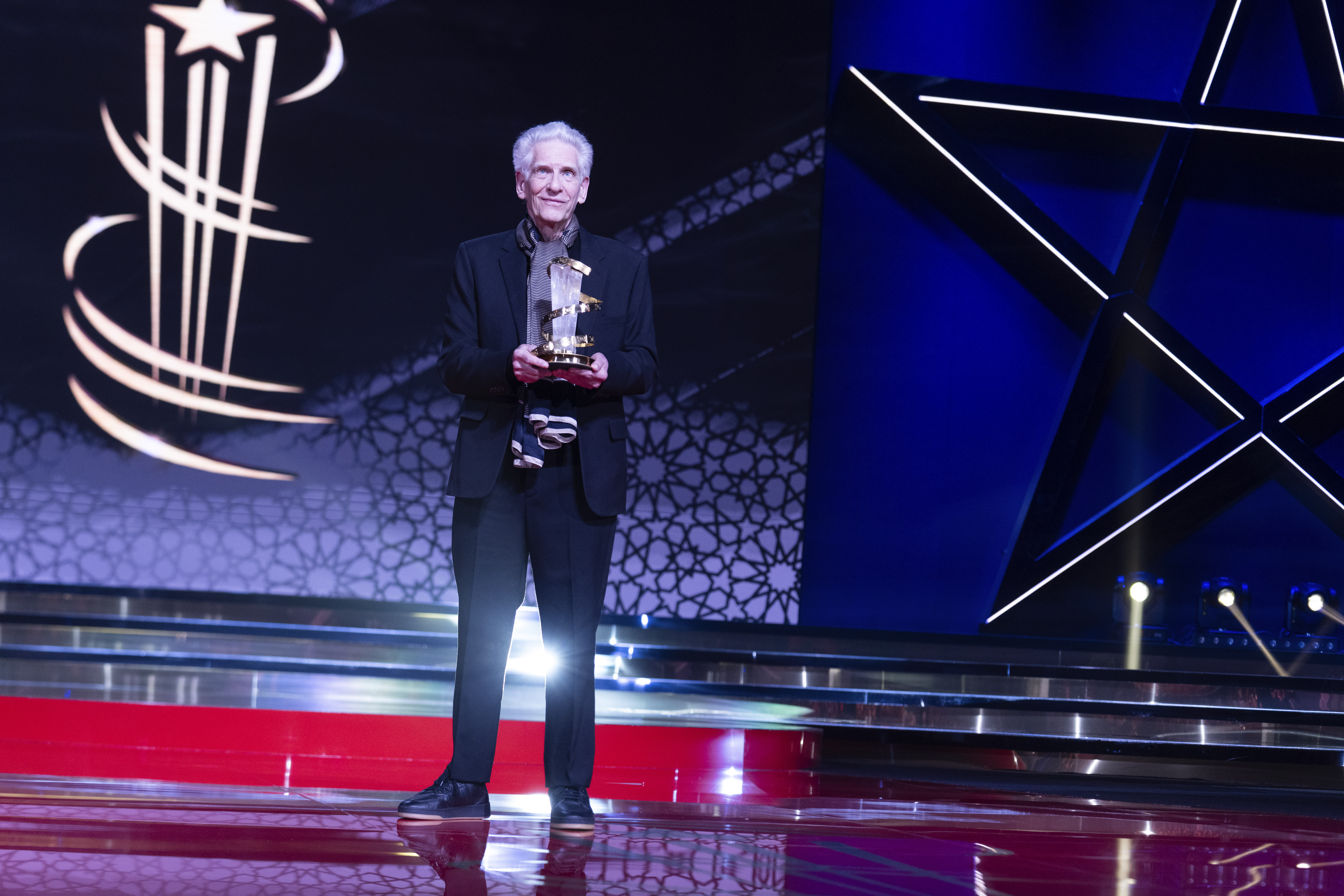 Canadian film director and screenwriter David Cronenberg is honoured at the Marrakech International Film Festival, in Morocco, Monday, Dec. 2, 2024.
