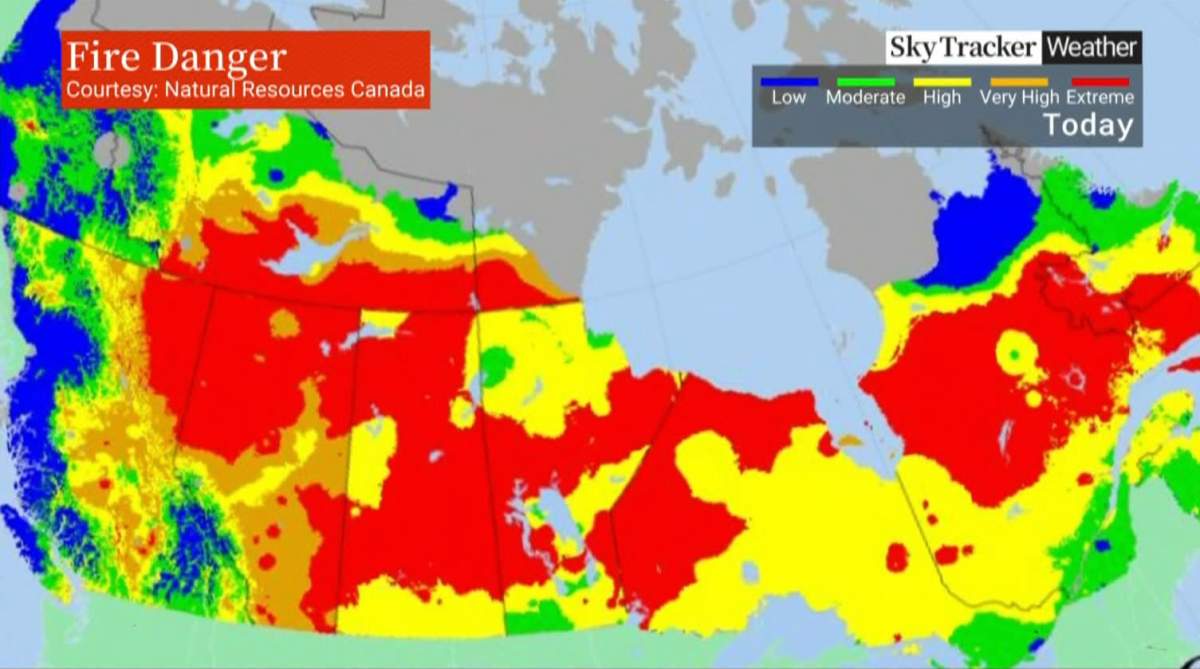 The fire danger is considered 'extreme' across much of Alberta, according to Natural Resources Canada.