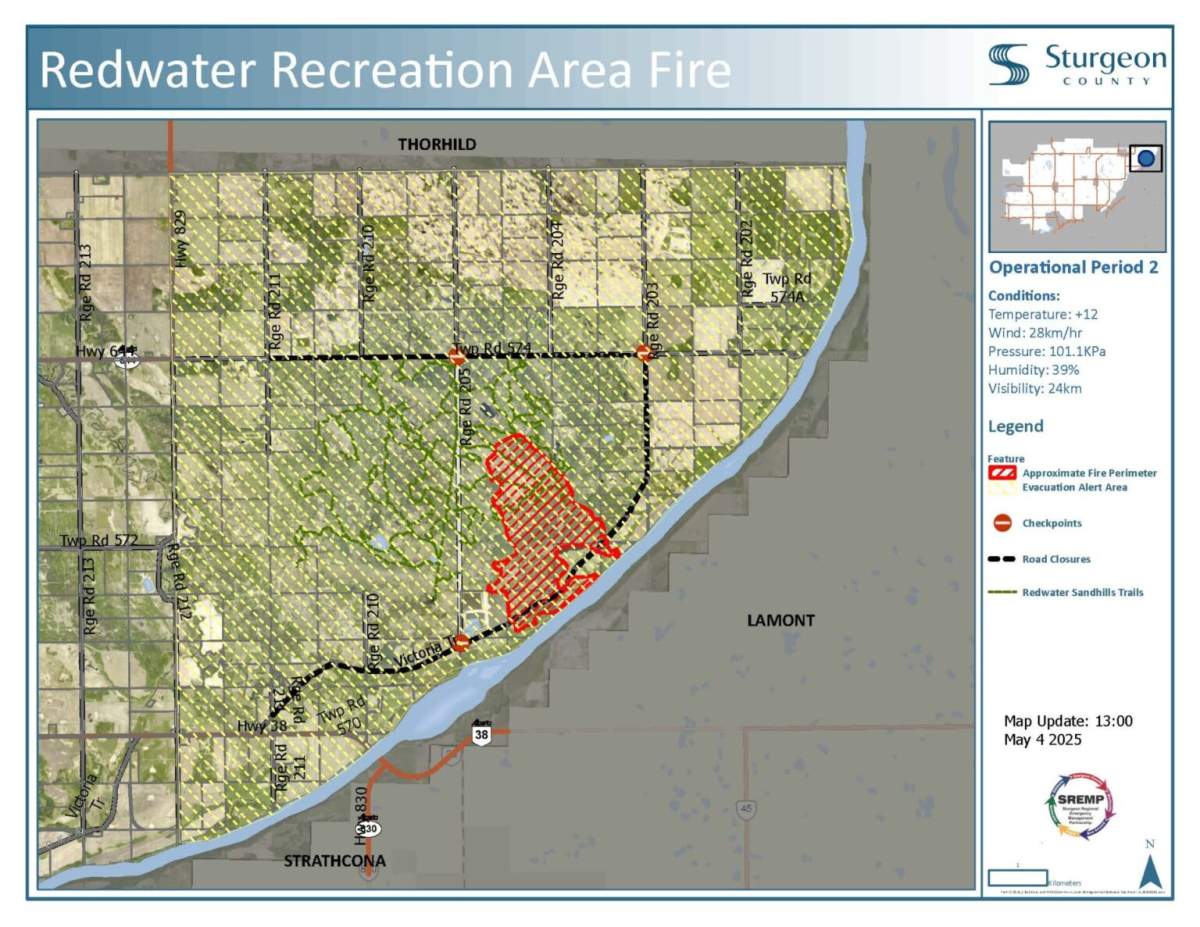 Map of wildfire area In Redwater Recreation Area