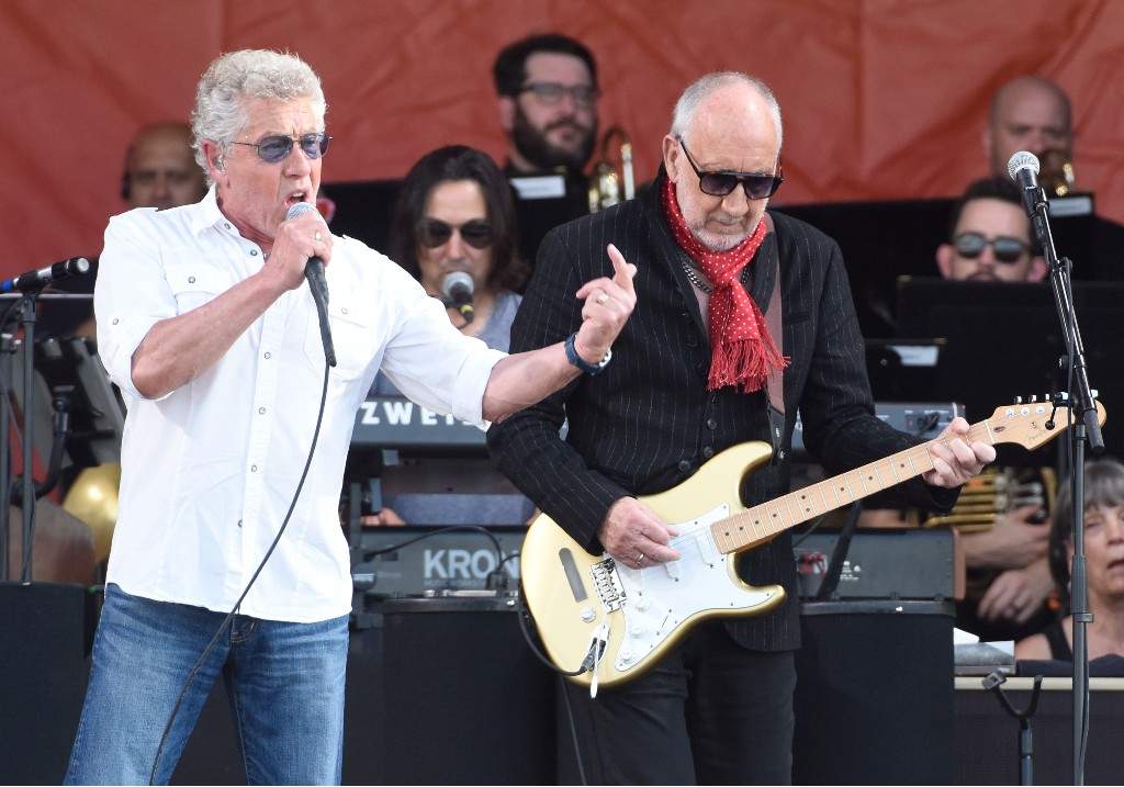 Roger Daltrey (L) and Pete Townshend of The Who perform during the 2022 New Orleans Jazz & Heritage festival at Fair Grounds Race Course on April 30, 2022 in New Orleans, Louisiana.