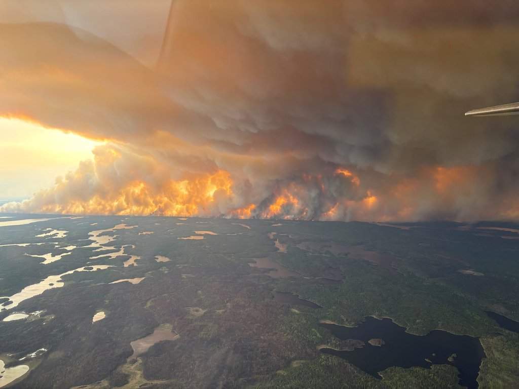 A wildfire in the Flin Flon, Man. area is shown in a government handout photo on Tuesday, May 27, 2025.