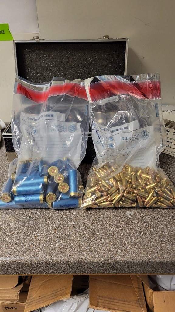 May 1: found on the first day of outbound search at Pac Hwy. 33 rounds of 12 gauge and 281 rounds of 9 mm ammunition on a Nexus Traveler departing the U.S. Person lost Nexus privileges.