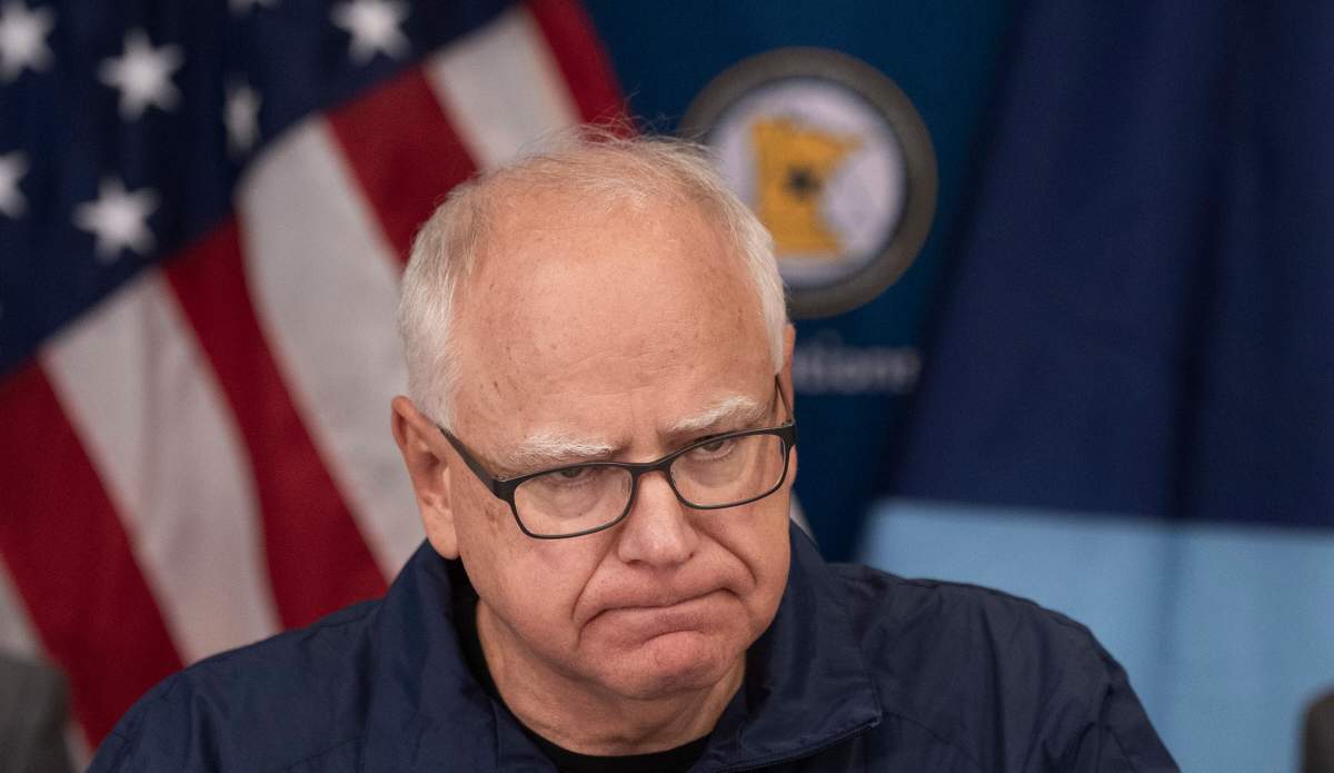 Minnesota Gov. Tim Walz speaks about the murder of state Rep. Mellisa Hortman and her husband at the State Emergency operations Center in Blaine, Minn.. Saturday, June 14, 2025. (Jerry Holt/Star Tribune via AP)