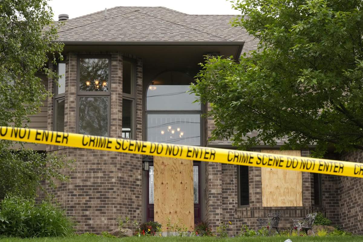 Police tape blocks off the home of Minnesota state Rep. Melissa Hortman, Sunday, June 15, 2025, in Brooklyn Park, Minn.