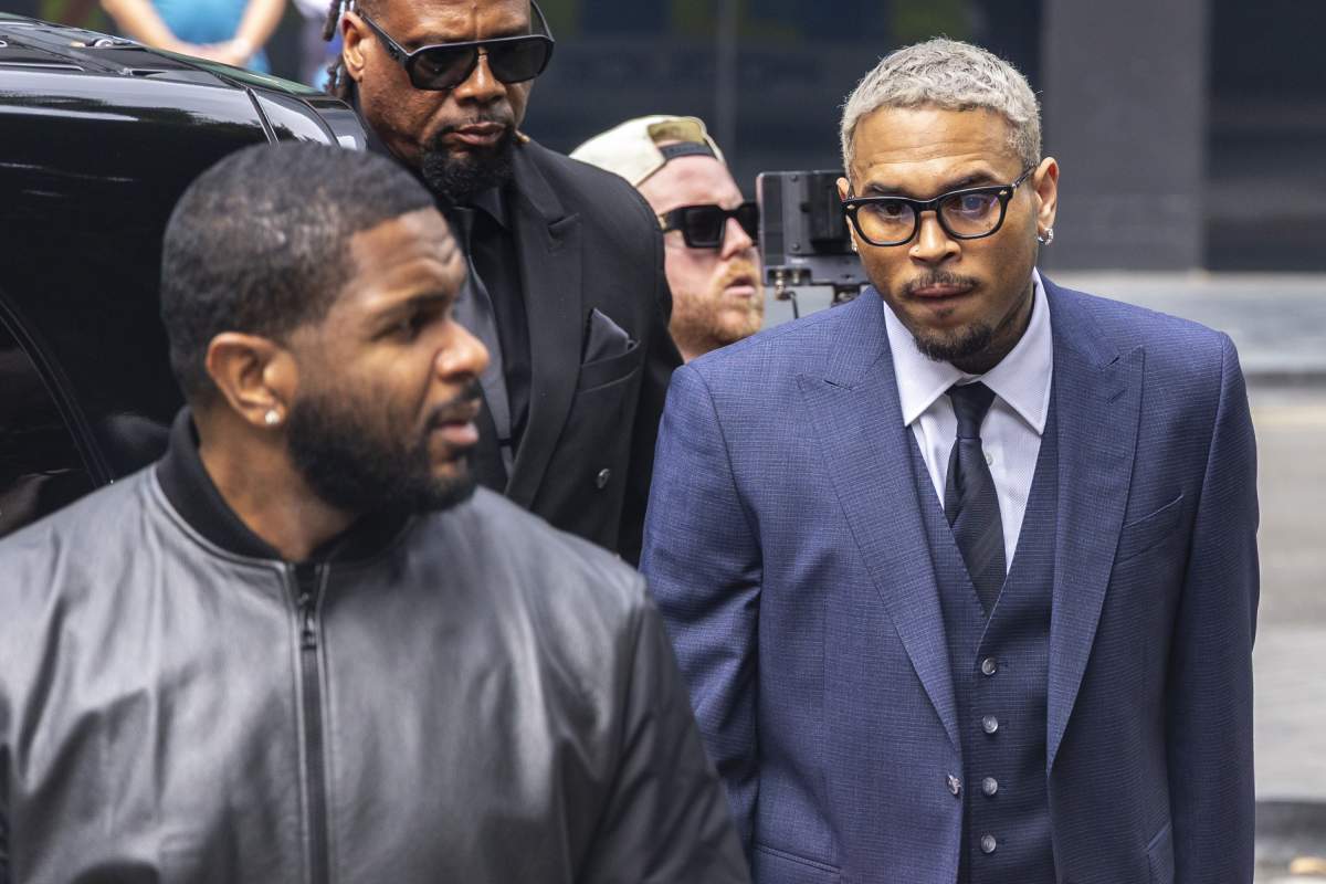 American singer Chris Brown arrives at Southwark Crown Court over allegations of attacking producer Abe Diaw with a bottle at a London nightclub in February 2023 in London, United Kingdom on June 20, 2025.