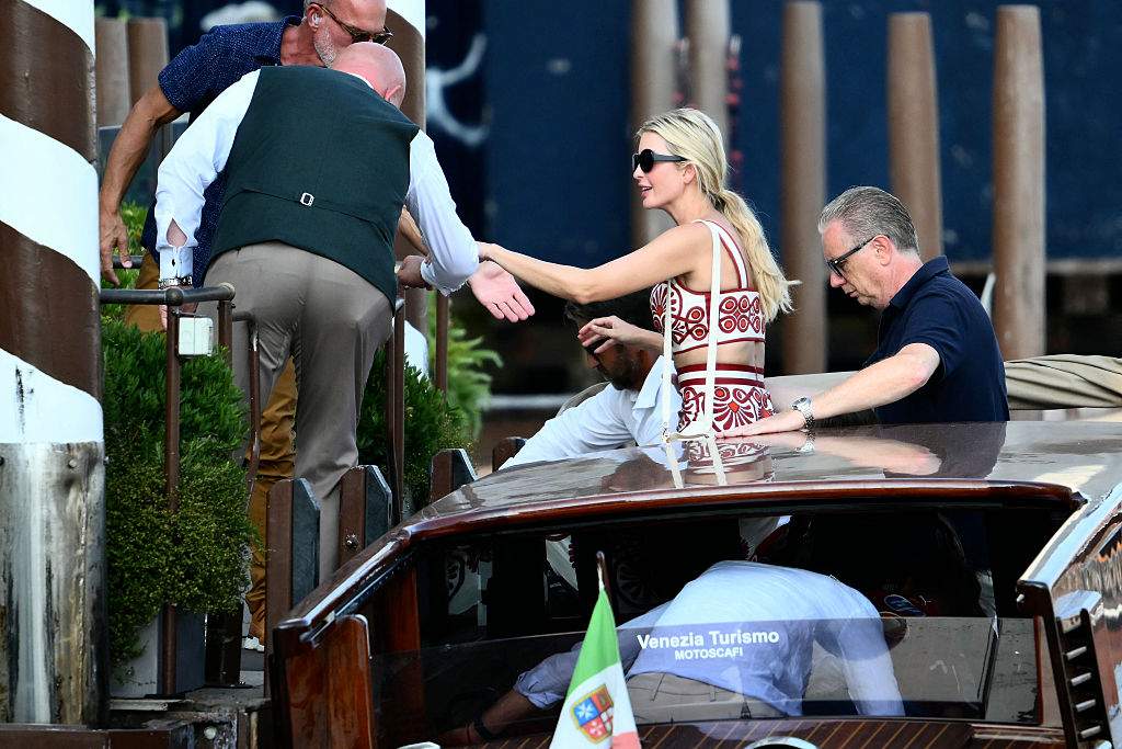 Ivanka Trump arrives at the St. Regis Hotel ahead of the wedding of Amazon founder Jeff Bezos in Venice on June 24, 2025.