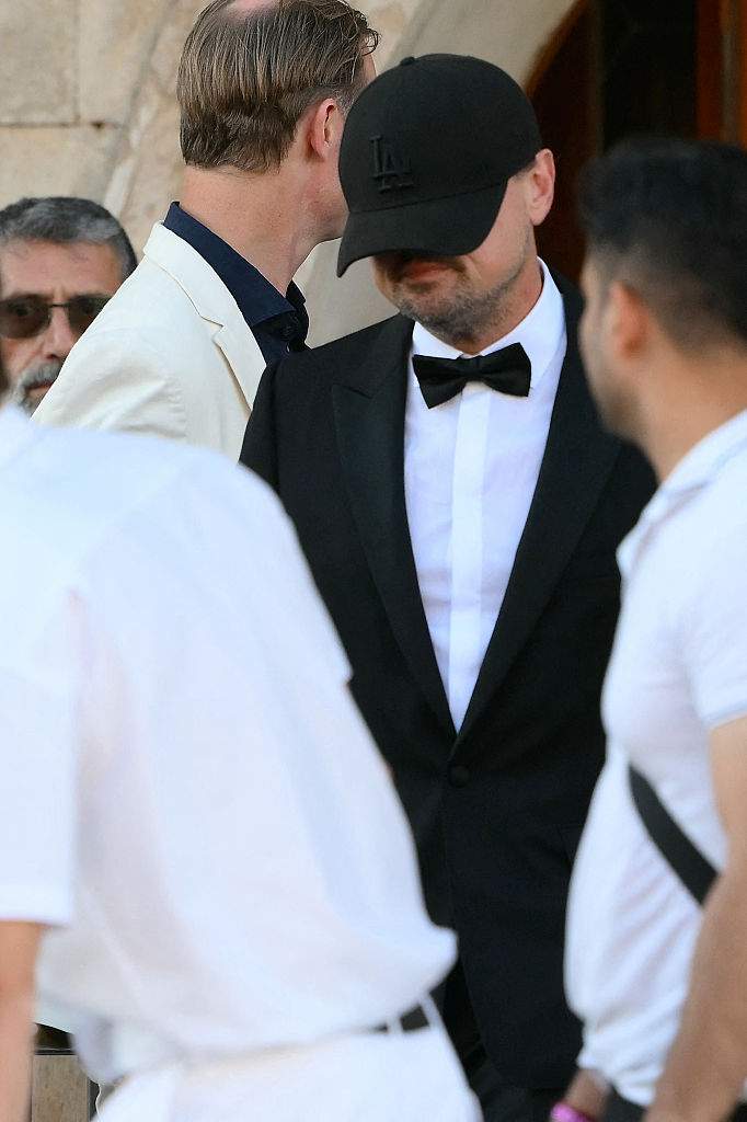 Leonardo Dicaprio leaves the Gritti Palace Hotel on the wedding day of Amazon founder Jeff Bezos with Lauren Sanchez, in Venice on June 27, 2025.