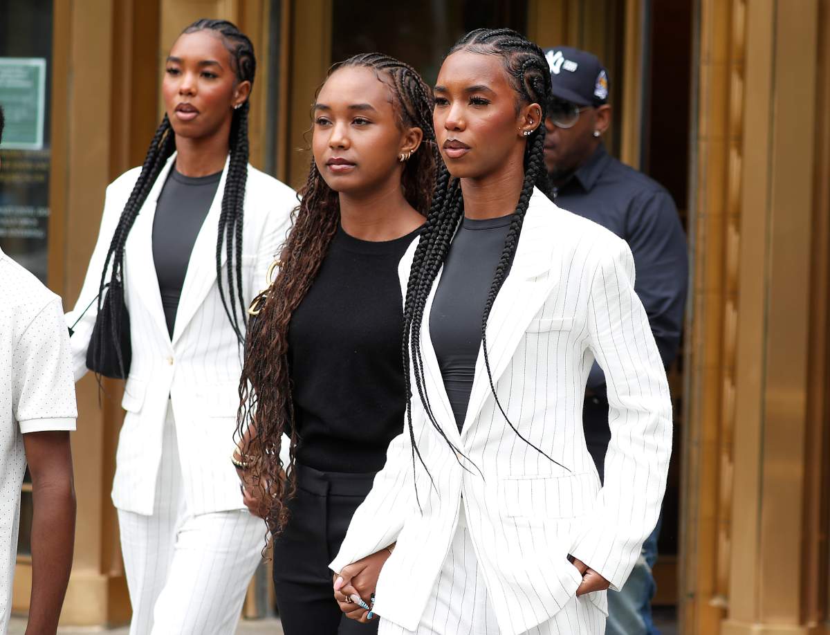 Lila Combs, Chance Combs and Jessie Combs exit Sean Combs' sex trafficking and racketeering trial at Manhattan Federal Court on June 26, 2025 in New York City.
