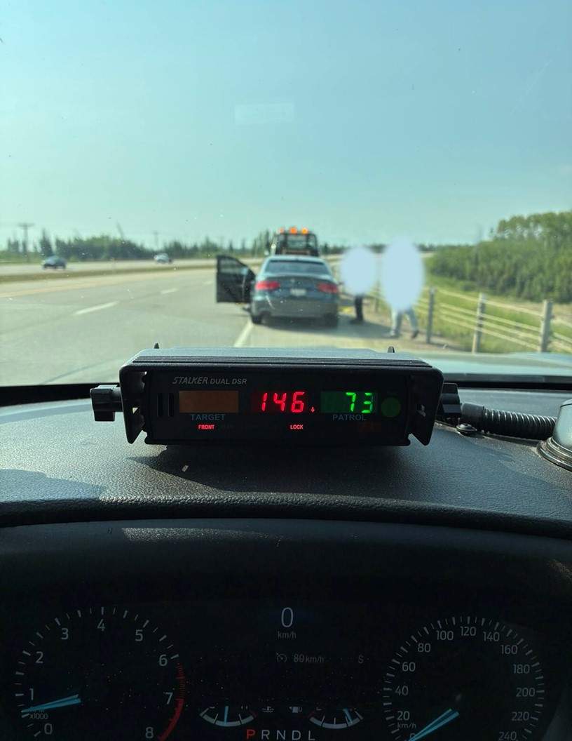 An Audi was seized by Wood Buffalo RCMP in Fort McMurray after being recorded speeding twice the legal limit on Monday, June 23, 2025.