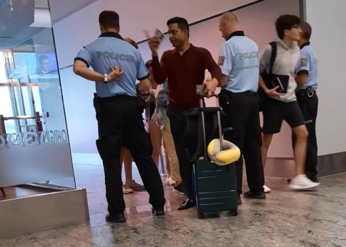 Czech police arrest Nikhil Gupta, in burgandy shirt, at Prague airport for alleged plot to kill Canadian activist.