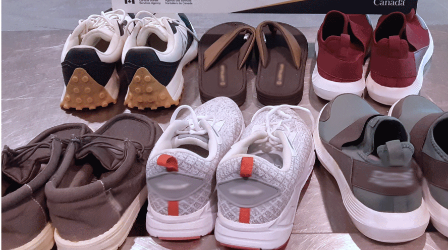 Canadian Border Services officers arrested a traveller arriving from Guyana after discovering 3.5 kg of cocaine, valued over $437K, hidden inside shoes.