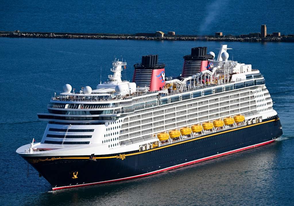 A file photo of the Disney Dream cruise ship arrives in Portland Port in Dorset, on September 13, 2024 in Portland, United Kingdom.
