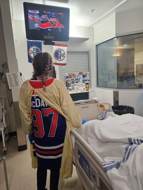 Brandon Lethbridge is in the University of Alberta Hospital burn unit after being injured fighting a fire at the Leduc landfill in May 2025. His family plays the Edmonton Oilers games in hopes he can hear them.
