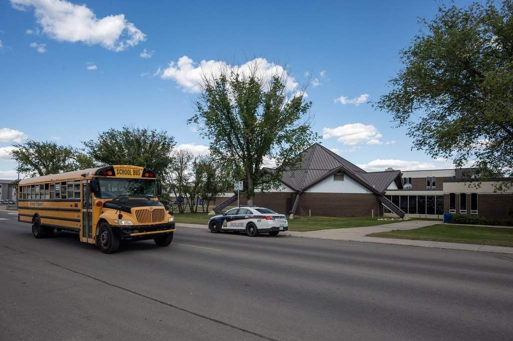 Evan Hardy Collegiate, the Saskatoon high school where a 15-year-old girl was allegedly set on fire by another teenage girl in September 2024. THE CANADIAN PRESS/Liam Richards.