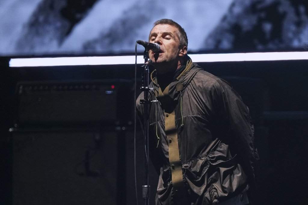 Liam Gallagher from the band Oasis performs during their reunion concert on Friday, July 4, 2025, in Cardiff.