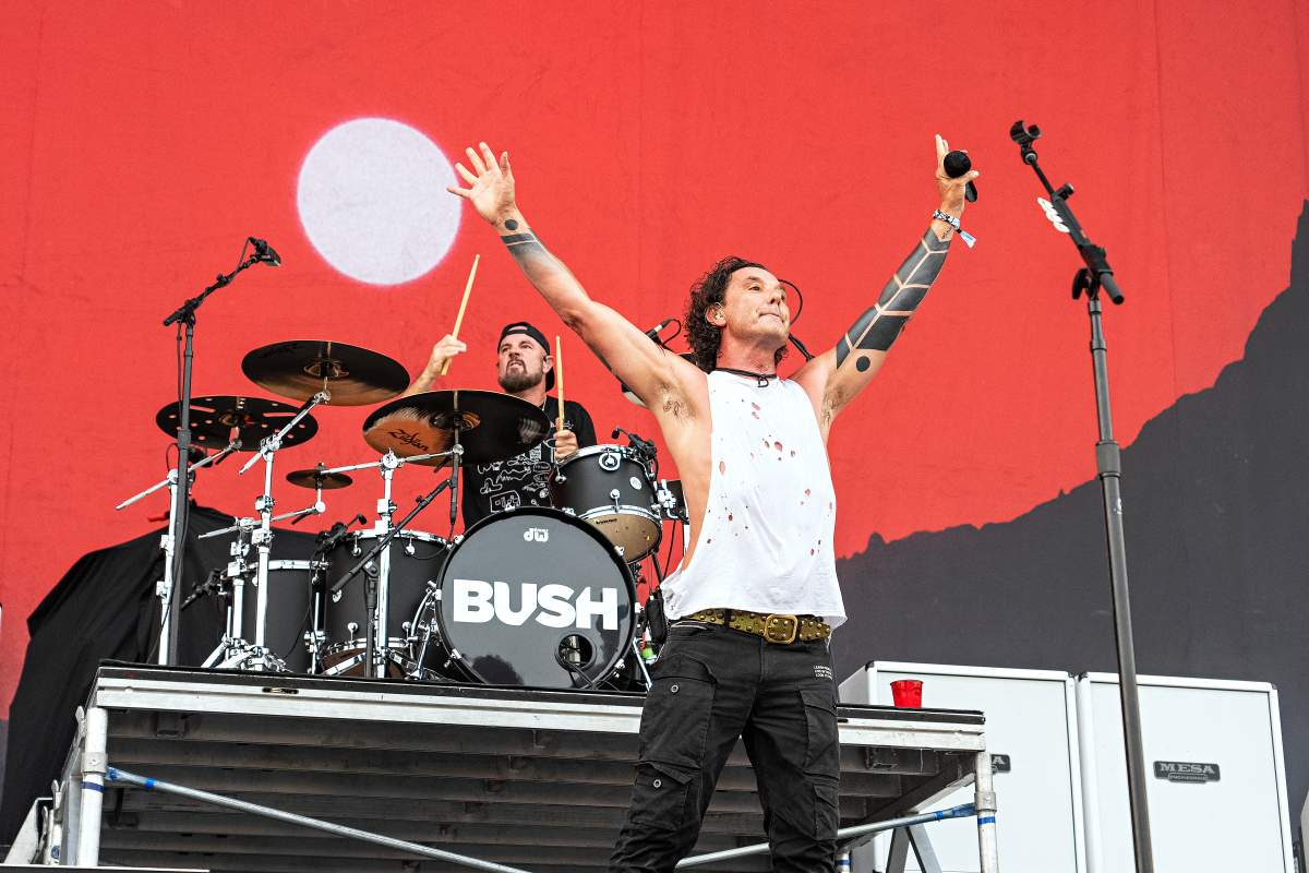 Nik Hughes, left, and Gavin Rossdale of Bush perform at Inkcarceration Music and Tattoo Festival on Sunday, July 16, 2023, at Ohio State Reformatory in Mansfield, Ohio. 
