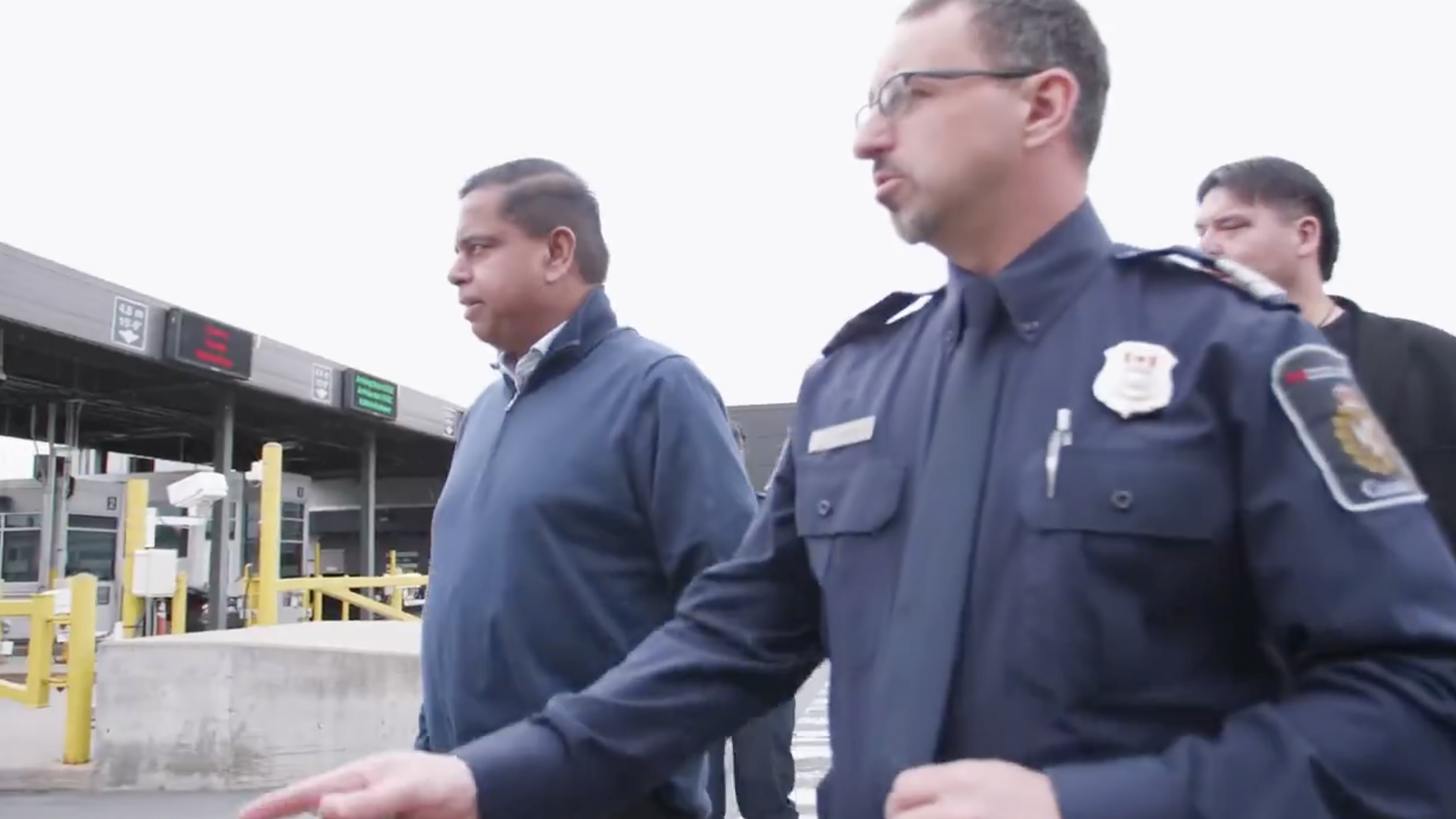 Image from government promotional video showing Public Safety Minister Gary Anandasangaree with Canada Border Services Agency officers.