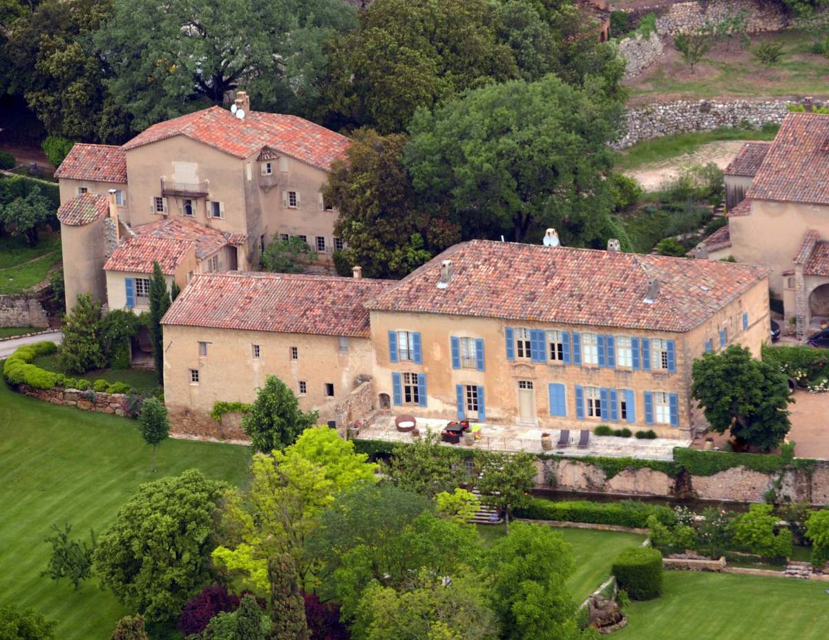 An aerial view taken on May 31, 2008 in Le Val, southeastern France, shows the Chateau Miraval.