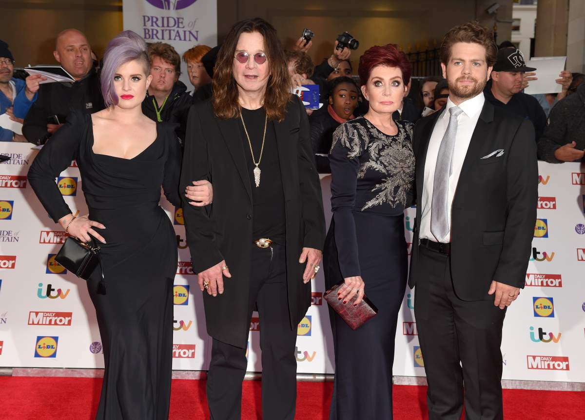 Kelly Osbourne, Ozzy Osbourne, Sharon Osbourne and Jack Osbourne attend the Pride of Britain awards at The Grosvenor House Hotel on September 28, 2015 in London, England.
