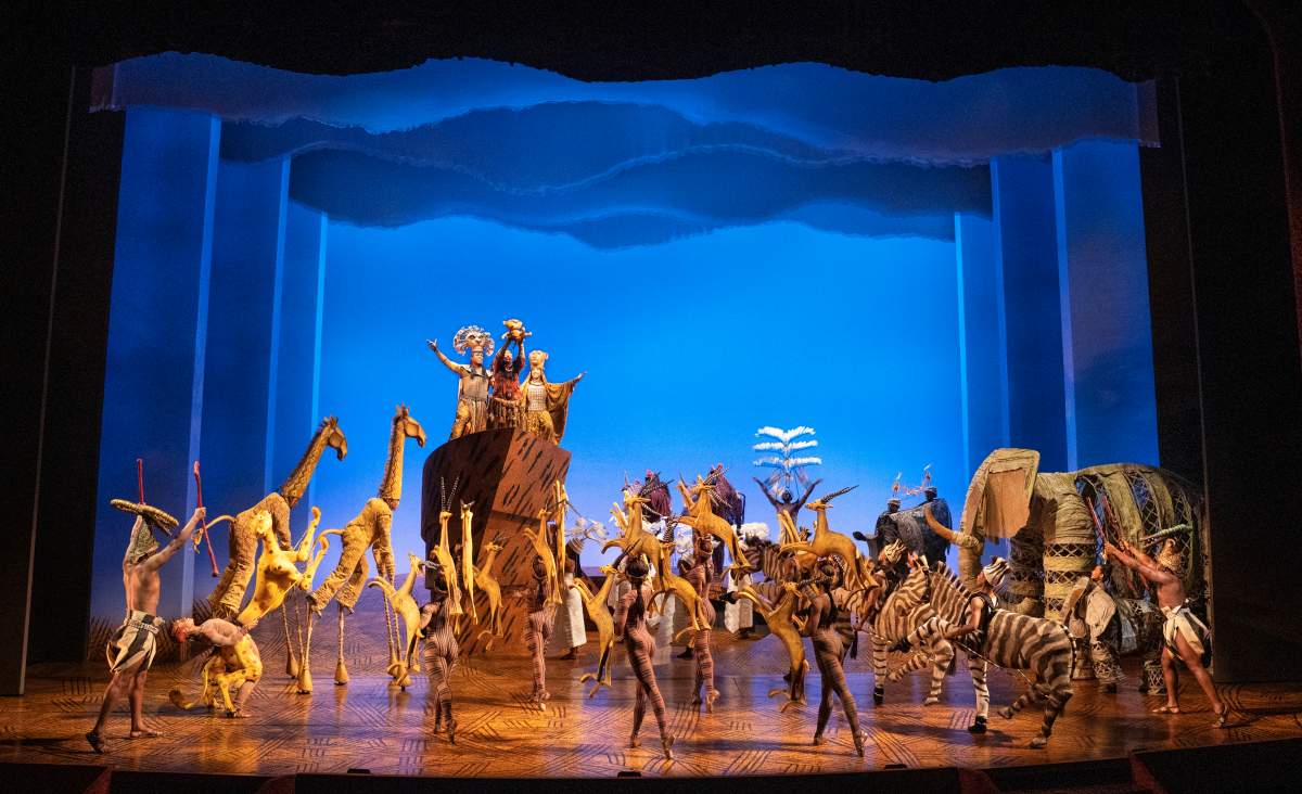 The ensemble of Broadway Across Canada's "The Lion King."