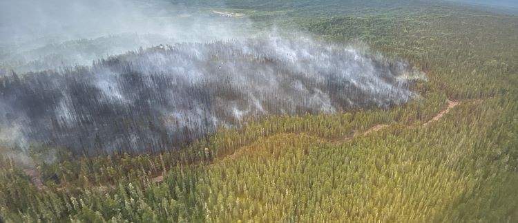 The SWF149 wildfire near Slave Lake, Alta. that broke out on Sunday, July 20, 2025.