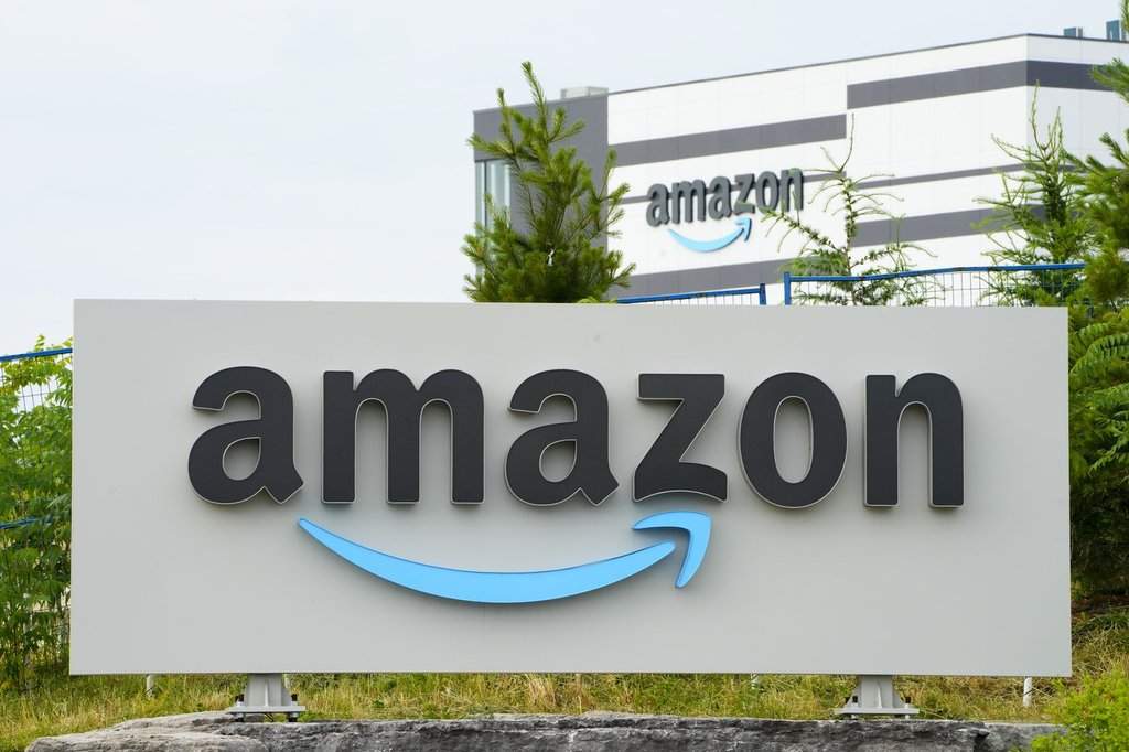 Signage at an Amazon fulfilment centre is pictured in Ottawa on Monday, July 11, 2022. 