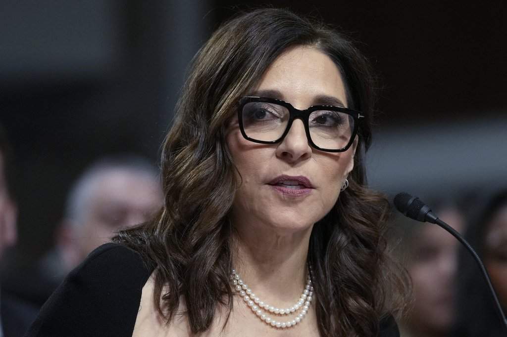 FILE - X CEO Linda Yaccarino speaks during a Senate Judiciary Committee hearing with other social media platform heads on Capitol Hill in Washington, Wednesday, Jan. 31, 2024, to discuss child safety online. 