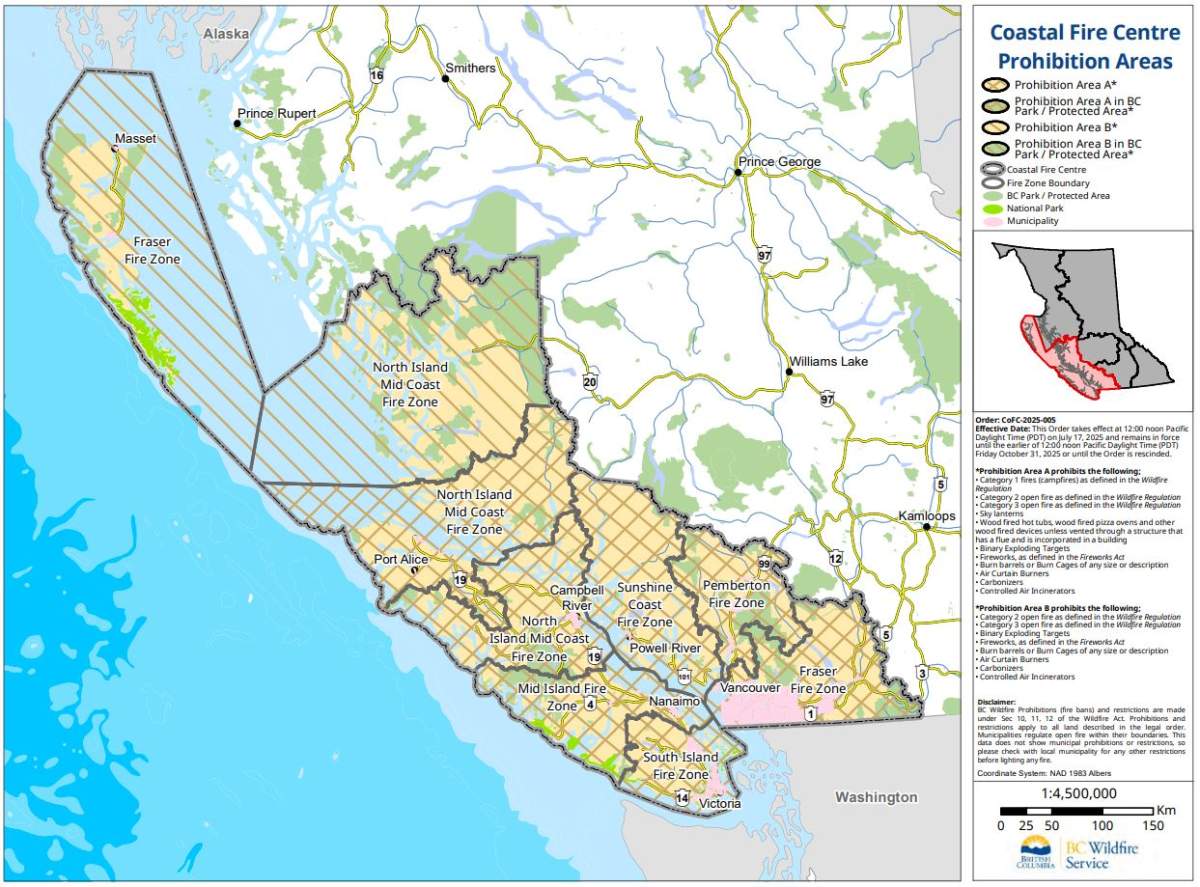 Campfire ban coming to B.C.’s coast - image