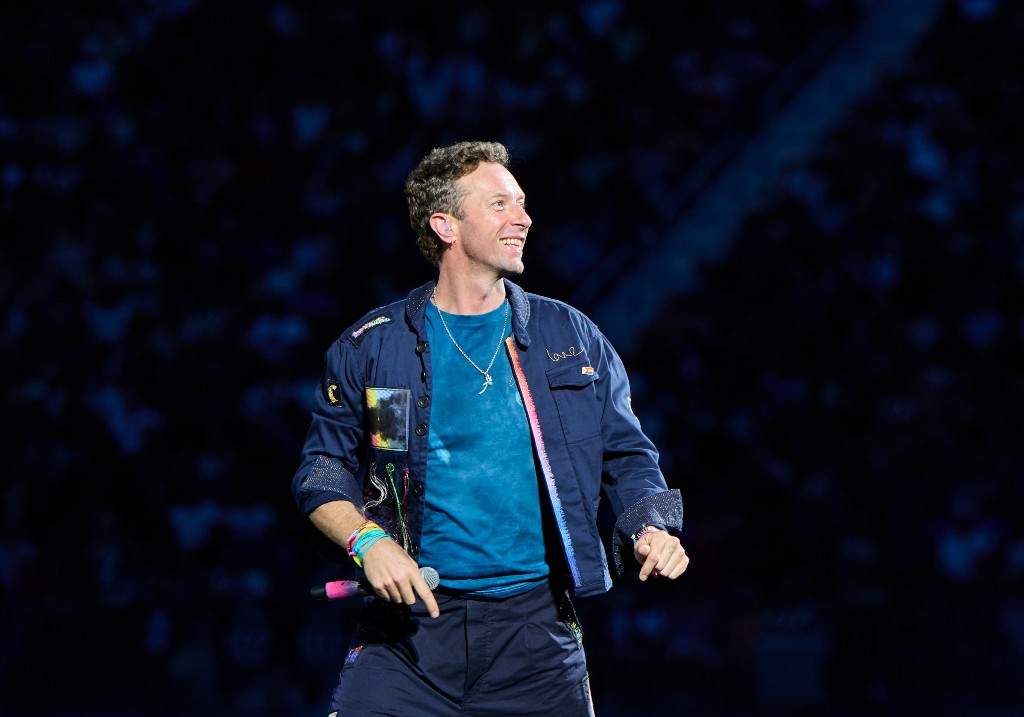 Chris Martin of Coldplay performs at Rogers Stadium on July 07, 2025 in Toronto, Ontario.