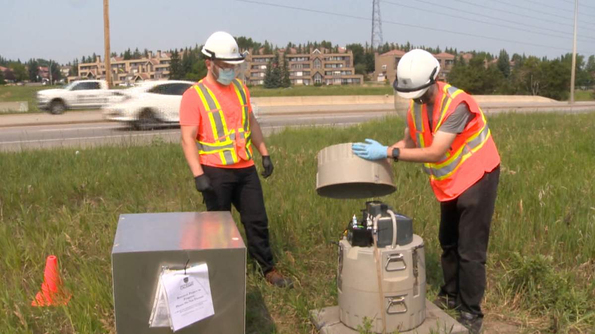 A special computerized device, installed over a modified manhole in Calgary, was used to help test for the Covid-19 virus during the pandemic.