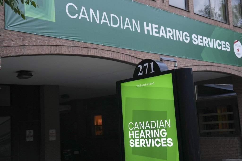Signage on the exterior of the Canadian Hearing Services building is seen in Toronto, Wednesday, July 9, 2025. THE CANADIAN PRESS/Chris Young.