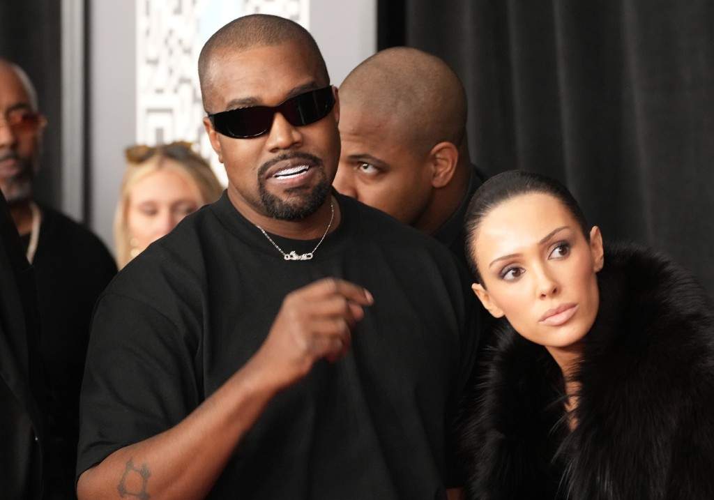 (L-R) Kanye West and Bianca Censori attend the 67th GRAMMY Awards at Crypto.com Arena on February 02, 2025 in Los Angeles, California.