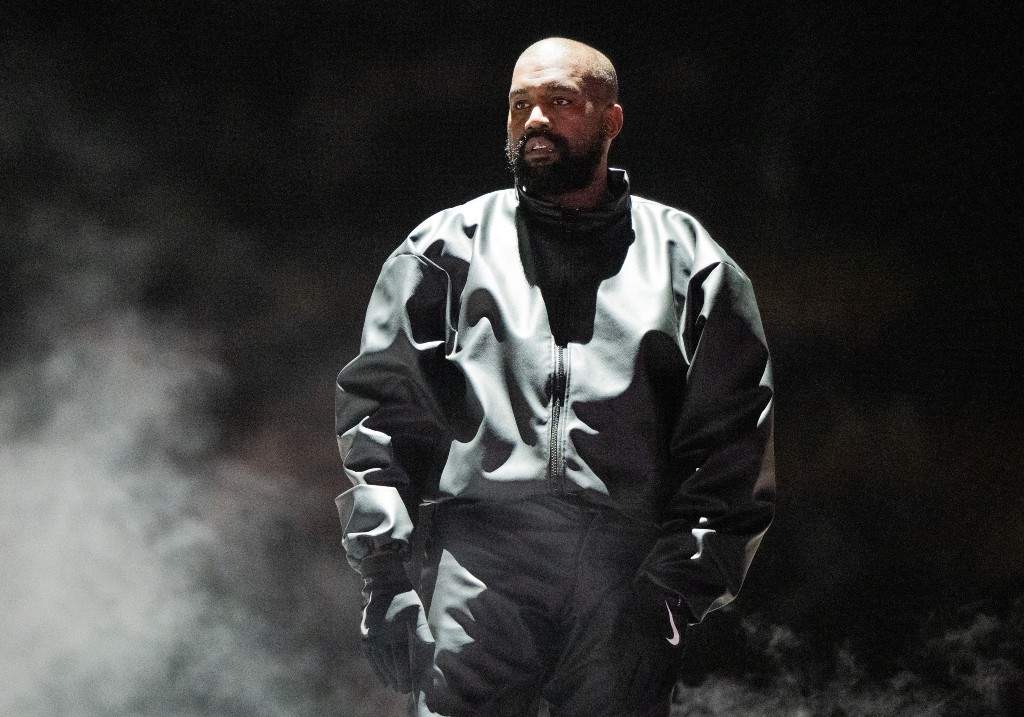 Rapper Kanye West performs onstage during the "Vultures 1" playback concert during Rolling Loud 2024 at Hollywood Park Grounds on March 14, 2024 in Inglewood, California.