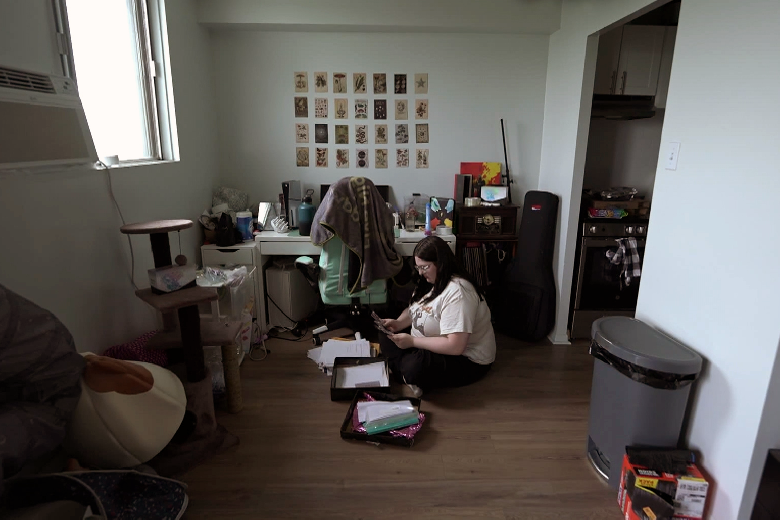 Isabelle Lebrun looks through documents