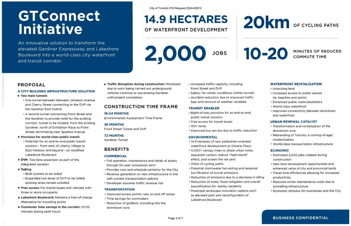 A presentation about the proposed tunnel obtained using freedom of information laws.