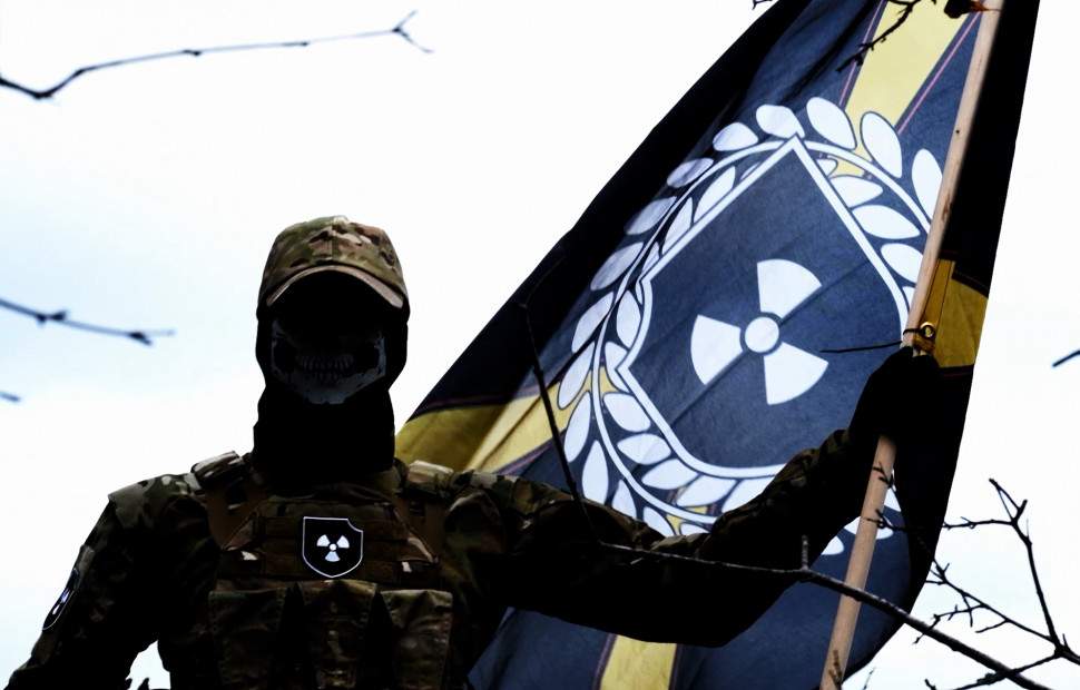 RCMP arrested an Ottawa man for allegedly producing propaganda (shown) for neo-Nazi terrorist group Atomwaffen Division.