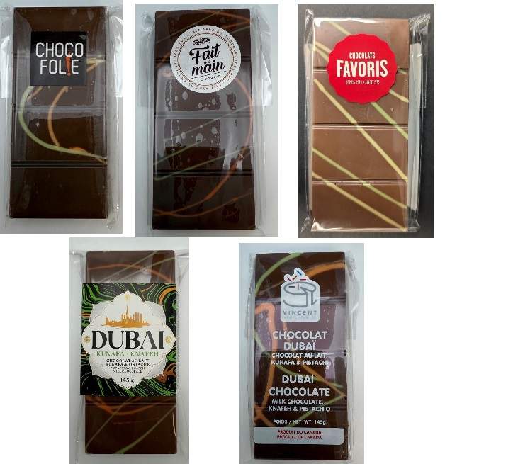 These five chocolate bars have been recalled in B.C. due to possible Salmonella concerns.