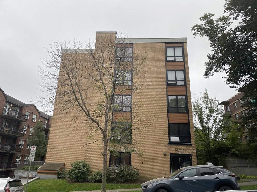 The Scotian, an apartment building at 5222 Green St. In Halifax is shown on Saturday, Sept. 6, 2025. THE CANADIAN PRESS/Keith Doucette.