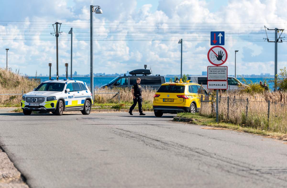 Danish police and Danish Security and Intelligence Service (PET) are present at DSB on Kystvejen by Copenhagen Airport, Tuesday, Sept. 23, 2025, after drones flew over Copenhagen Airport on Monday evening and the airspace was closed for four hours.