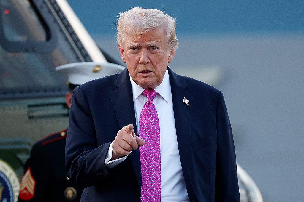 U.S. President Donald Trump walks to Air Force One at Morristown Airport on September 14, 2025 in Morristown, New Jersey. Trump is returning to Washington, DC after a trip to New York and his golf club in Bedminster, New Jersey.